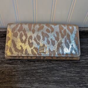 Lodis Metallic Pink/Silver Animal Print Wallet Organizer with Silver Accents